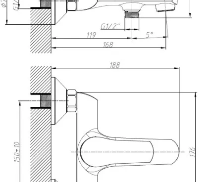 Ванна 21081 IMPRESE Смеситель набор image