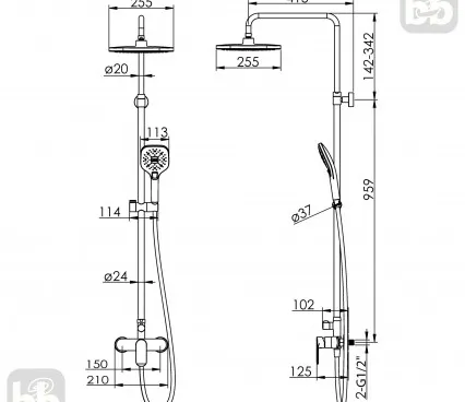 Shower T-15262SQ IMPRESE Shower systems with fauset image