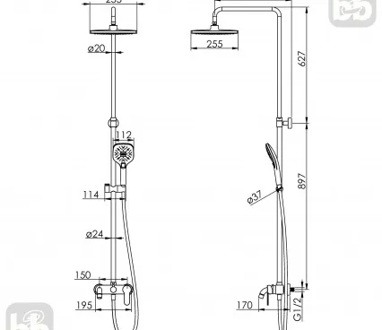 Dus T-10305SQ IMPRESE Sisteme de duș cu robinet image