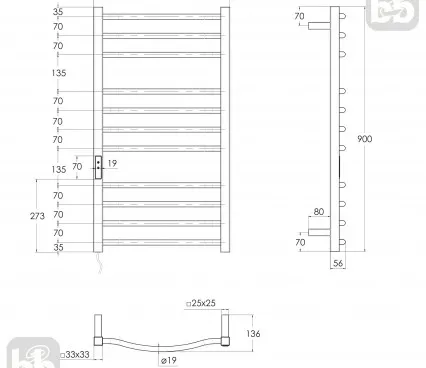 Bathroom IHC509111123 IMPRESE Electric towel dryer image