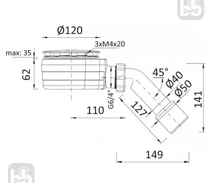 Bathroom SSB090062050 IMPRESE Siphon image