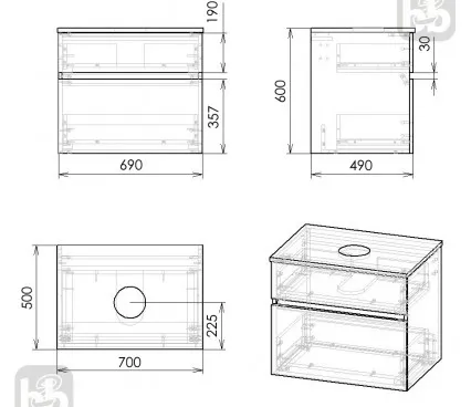 Bathroom f32708W IMPRESE Washbasin with cabinet image