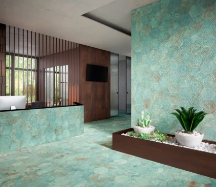 Ceramic tile ZINC GREEN MIX DECOR HEXAGON 0,25*0,29*0,1 Spain image