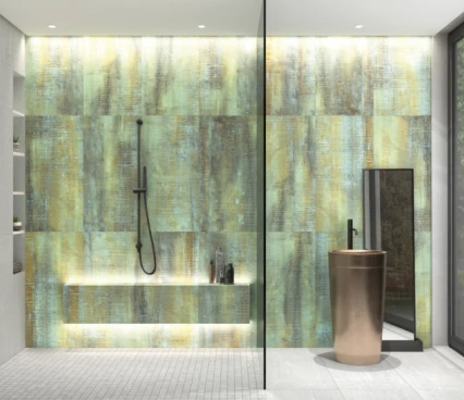 Ceramic tile REGGIA GREEN PATINATO 49,75*99,55*1,0 Spain image