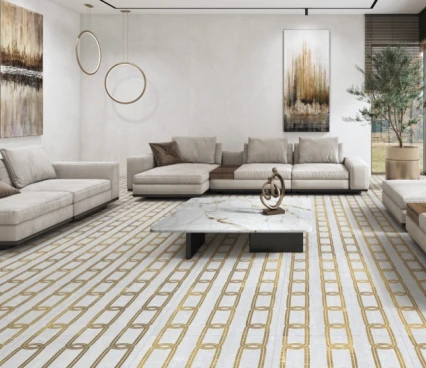 Ceramic tile REGGIA GOLD DECOR 49,75*99,55*1,0 Spain image